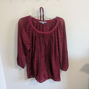 Valerie Stevens Maroon Lace Blouse and Camisole Set